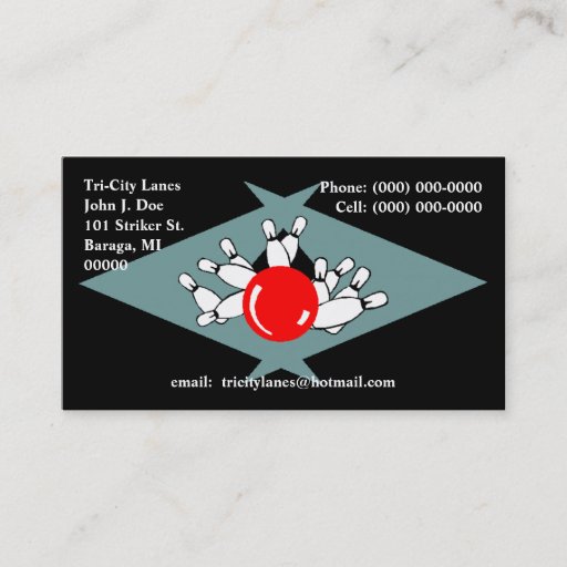 Customizable Retro Bowling Alley Lanes Sharp Boomerang pointer Business Card Templates
