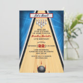 Retro Bowling Any Age Birthday Invitation (Standing Front)
