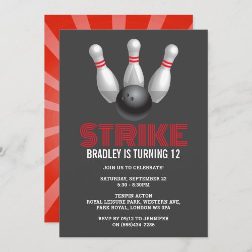 Retro Bowling Any Age Birthday Invitation