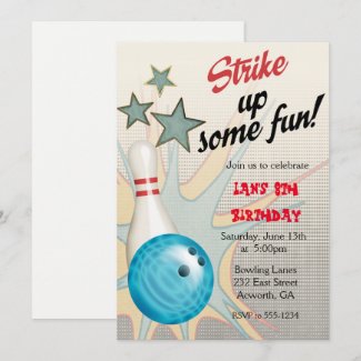 Retro Bowling Birthday Invitation