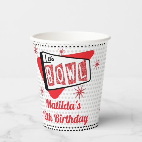 Retro Bowling Birthday Party 50s Tenpin Paper Cup
