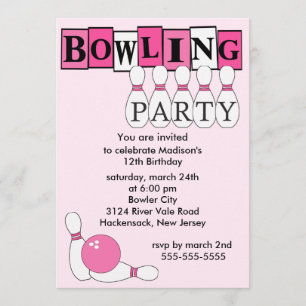 Retro Bowling Birthday Party Invitation