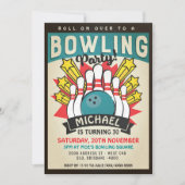 Retro Bowling Birthday Party Invitation (Front)