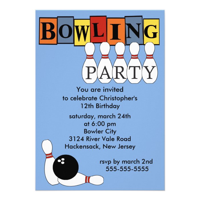 Retro Bowling Birthday Party Invitation