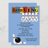 Retro Bowling Birthday Party Invitation (Front/Back)
