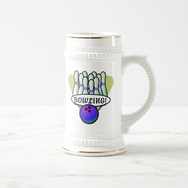 retro bowling design, retro bowling design beer stein (Right)