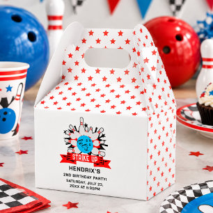 Retro Bowling Kids 1st Birthday Party Favor Boxes