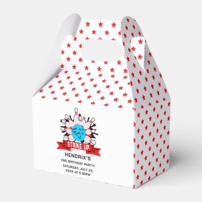 Retro Bowling Kids 1st Birthday Party Favor Boxes (Front Side)