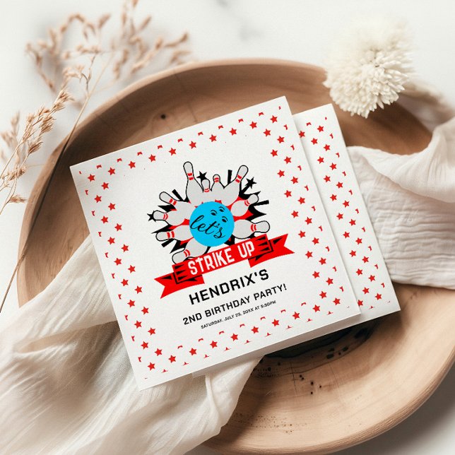 Retro Bowling Kids 1st Birthday Party Napkins (Retro Bowling Kids 1st Birthday Party Napkins)