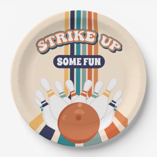 Retro Bowling Kids Birthday Paper Plates