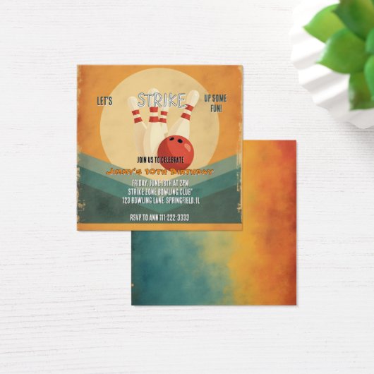 Retro Bowling Kids Birthday Party Invitation (Desk)