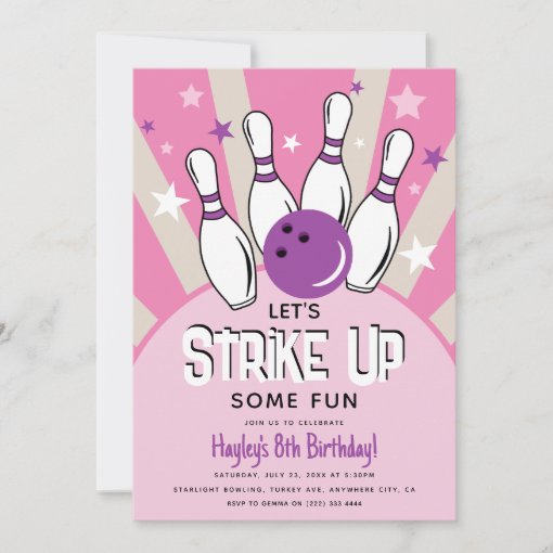 Retro Bowling Kids Birthday Party Invitation Zazzle Retro bowling kids birthday party invitation zazzle