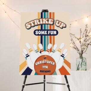 Retro Bowling Kids Birthday Party Sign