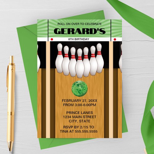 Retro Bowling Lane Birthday Party Invitation