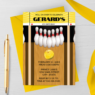 Retro Bowling Lane Birthday Party Invitation