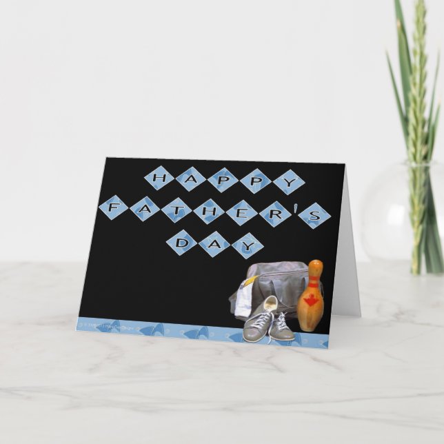 Retro Bowling Night Happy Father's Day Card (Front)