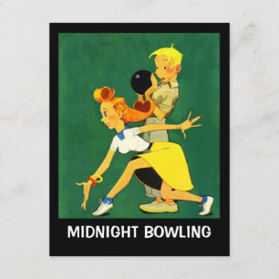 Retro Bowling Night Party Midnight Leag Invitation