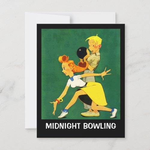 Retro Bowling Night Party Midnight Leag Invitation