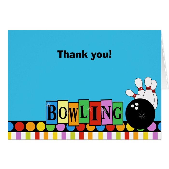 RETRO BOWLING PARTY Folded Thank you notes Cards