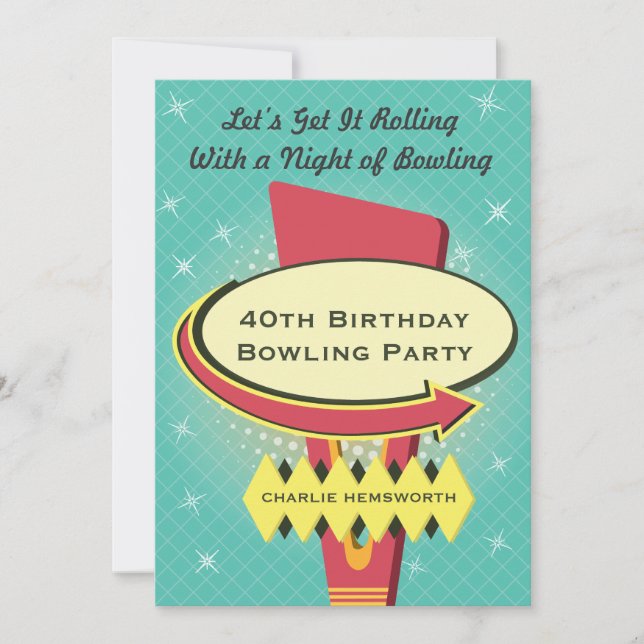 Retro Bowling Party Invitation (Front)