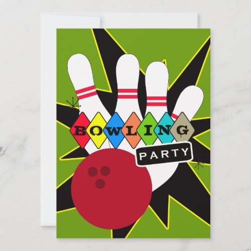 Retro Bowling Party Invitation