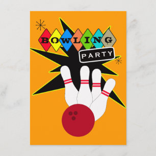 Retro Bowling Party Invitation