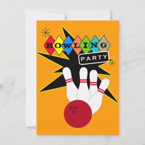 Retro Bowling Party Invitation