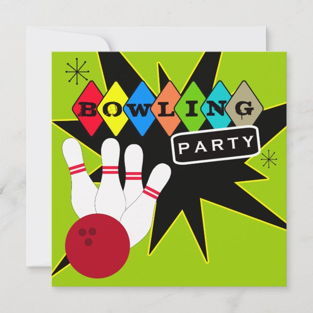 Retro Bowling Party Invitation (Front)