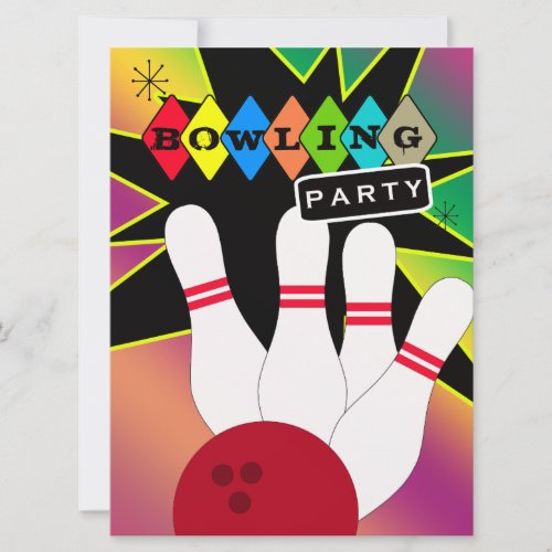 Retro Bowling Party Invitation