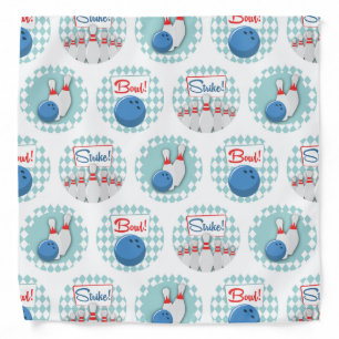 Retro Bowling Pattern Bowling Ball Pins Bandana