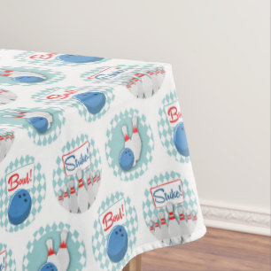 Retro Bowling Pattern Bowling Ball Pins Tablecloth