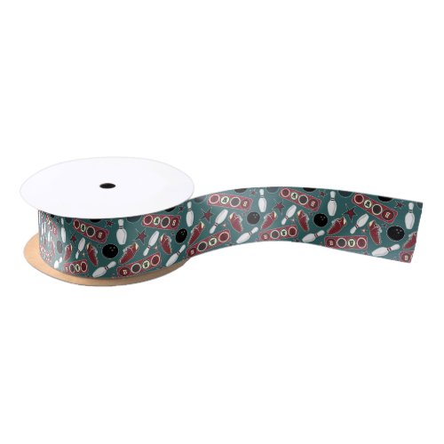 Retro Bowling Pattern Satin Ribbon