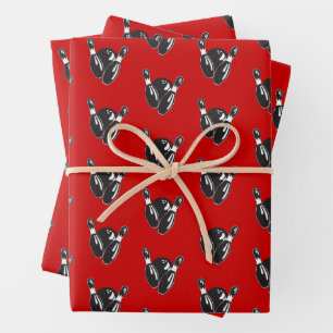 Retro Bowling Pins and Ball Wrapping Paper Sheets
