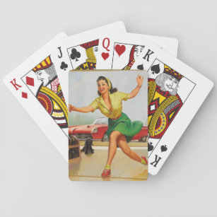 G-11 swap playing card MINT cond VINTAGE STYLE PIN-UP GIRL FISHING 