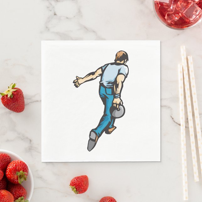 Retro Bowling Player Throwing Ball Napkins (Creator Uploaded)