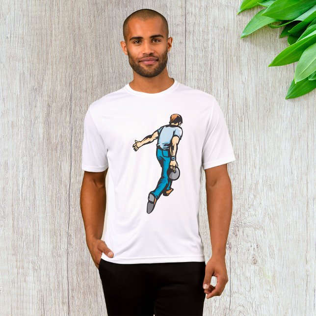 Retro Bowling Player Throwing Ball T-Shirt (Creator Uploaded)