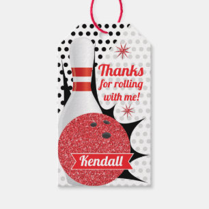 Retro Bowling Retro Glitter Party Tenpin Gift Tags