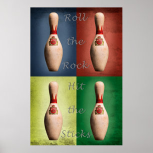 Retro Bowling, Roll the Rock, Hit the Sticks Poster