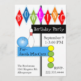 Retro Bowling Sign Birthday Invitation
