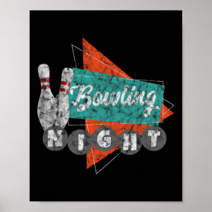 Retro Bowling T Shirt Men Women Vintage Bowling Pa Poster