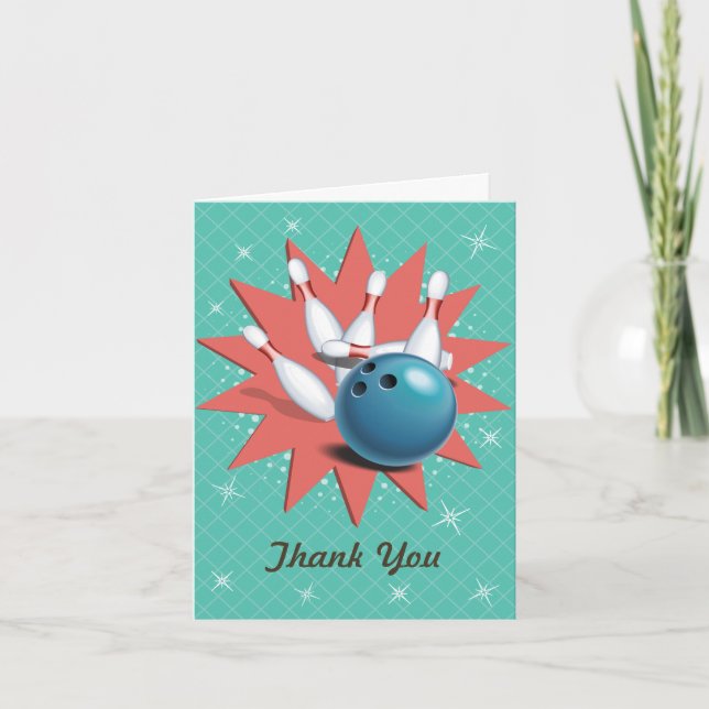 Retro Bowling Thank You Card (Front)