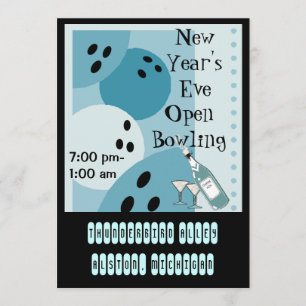 Retro Bowling Themed Party Invitations Jukebox-Key