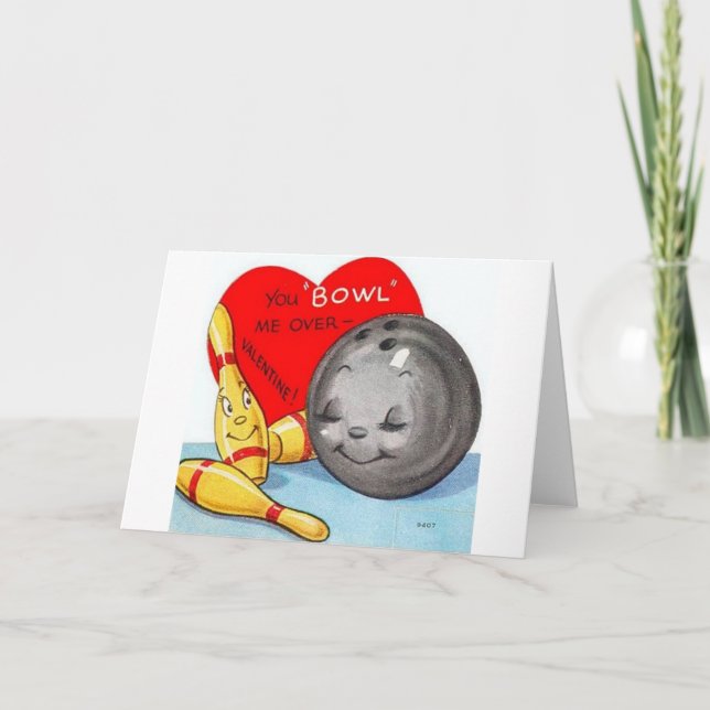 Retro Bowling Valentine's Day Card (Front)
