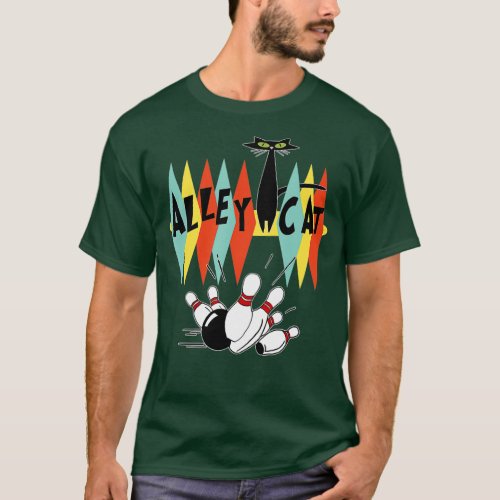 Retro Bowling  Vintage Bowler Alley Cat Gifts Vint T_Shirt