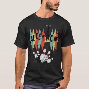 Retro Bowling Vintage Bowler Alley Cat Gifts Vinta T-Shirt