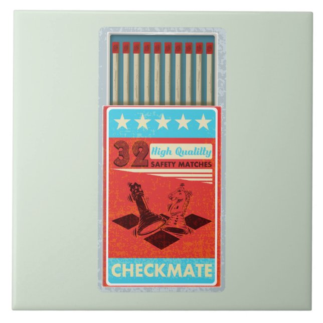 Retro box of matches pop art ceramic tile (Front)