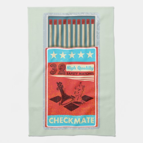 Retro box of matches pop art kitchen towel