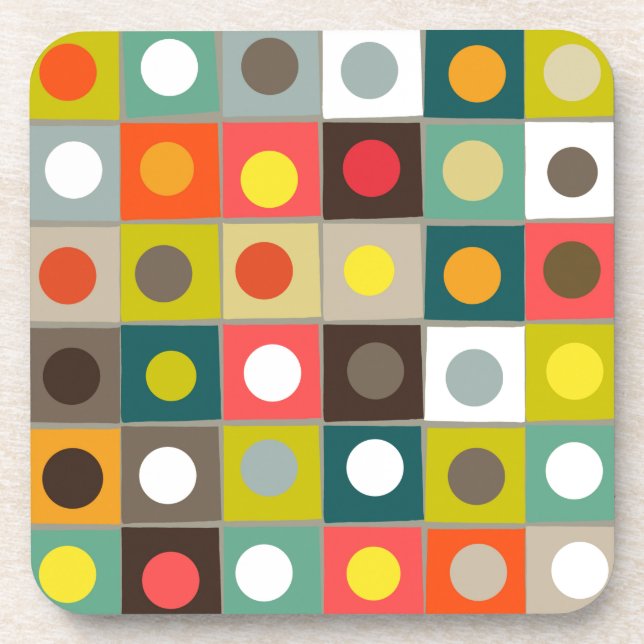 retro boxed dots coaster (Front)