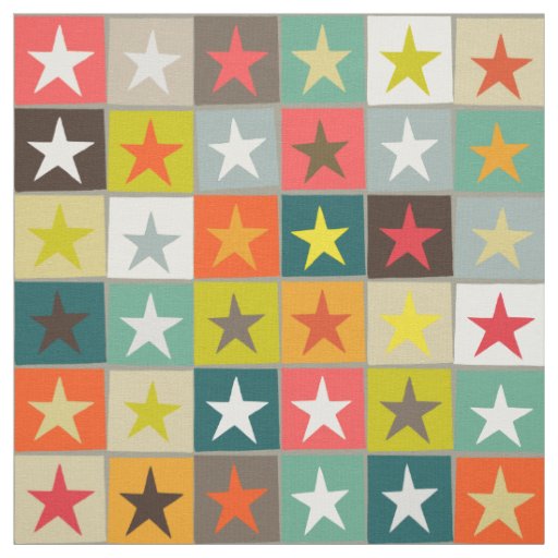 retro boxed stars fabric