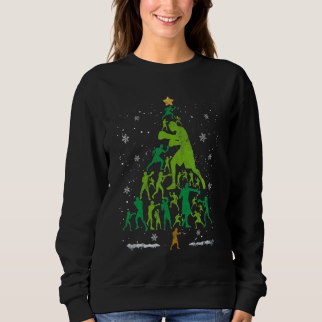 Retro Boxing Christmas Tree Xmas Boxing Player Lov Sweatshirt (Front)